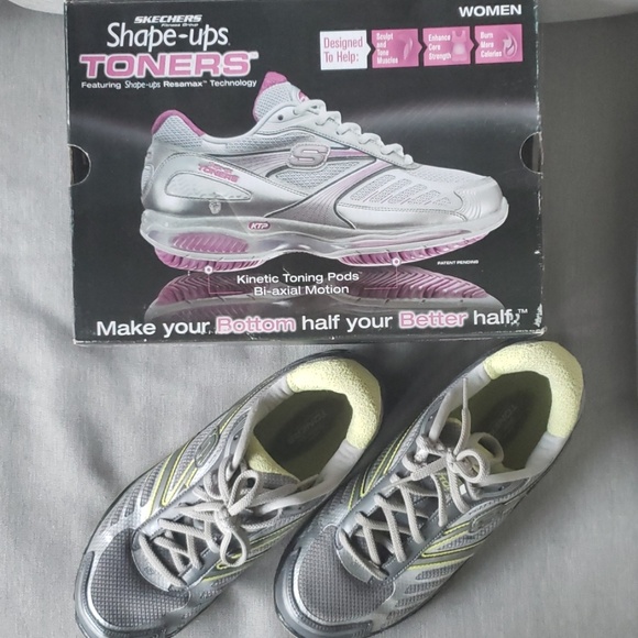 Skechers Shoes - Shape Ups Toners Silver and green Skechers